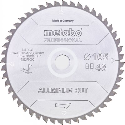 Metabo Aluminium Cut Professional 628276000 Körfűrészlap 165 x 20 x 1.2 mm Fogak száma (collonként): 48 1 db