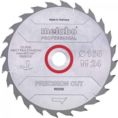 Metabo PRECISION CUT WOOD 628290000 Körfűrészlap 165 x 20 x 1.4 mm Fogak száma (collonként): 24 1 db