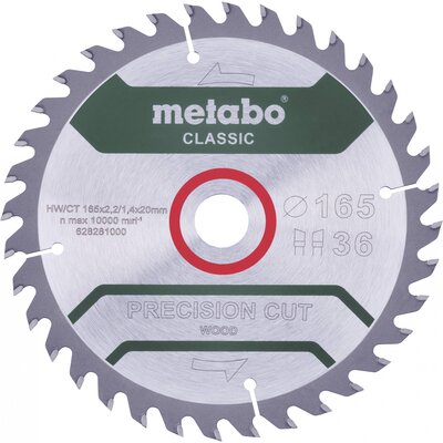 Metabo PRECISION CUT WOOD CLASSIC 628662000 Körfűrészlap 165 x 20 x 1.4 mm Fogak száma (collonként): 36 1 db