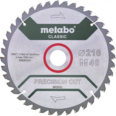 Metabo PRECISION CUT WOOD CLASSIC 628653000 Körfűrészlap 216 x 30 x 1.6 mm Fogak száma (collonként): 30 1 db