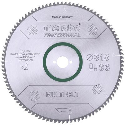 Metabo HW/CT 315X30 96 FZ/T 628226000 Keményfém körfűrészlap 315 x 30 x 1.8 mm Fogak száma (collonként): 96 1 db