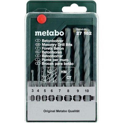 Metabo 627182000 Beton spirálfúró készlet 8 részes 3 mm, 4 mm, 5 mm, 6 mm, 7 mm, 8 mm, 9 mm, 10 mm 8 db