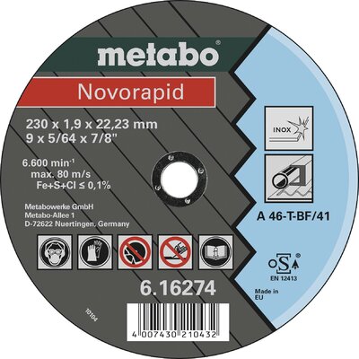 Metabo Novorapid 616274000 Vágótárcsa, egyenes 230 mm 25 db Fém