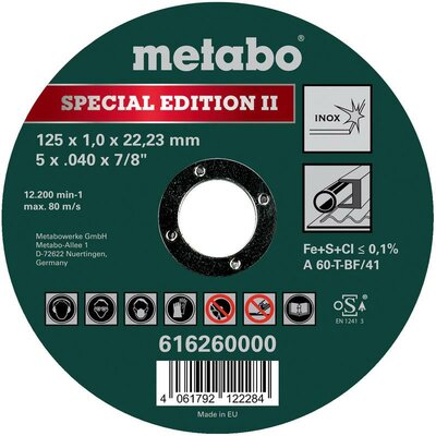 Metabo SPECIAL EDITION II 616260000 Vágótárcsa, egyenes 125 mm 1 db