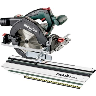 Metabo SET KS 18 LTX 57 Akkus kézi körfűrész Vágási mélység max. (90°) 57 mm akku nélkül, Hordtáskával, kihajtható sínnel, párhuzamos ütközővel 18 V