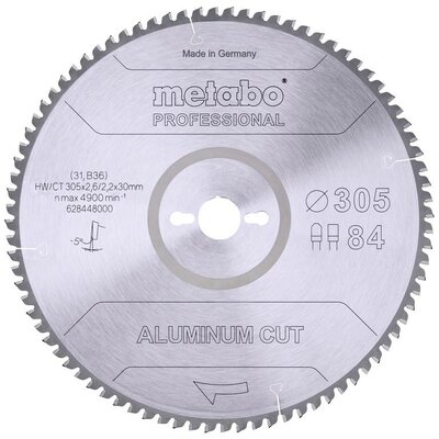 Metabo ALUMINIUM CUT PROFESSIONAL 628448000 Körfűrészlap 305 x 30 x 2.2 mm Fogak száma (collonként): 84 1 db