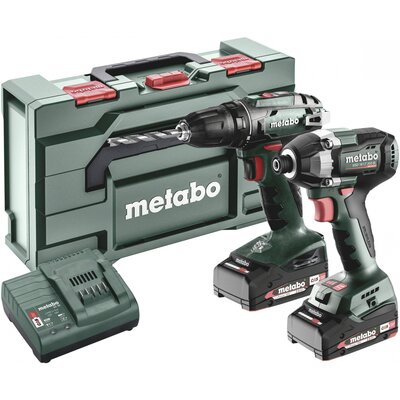 Metabo BS+SSD200LTBL 685193000 Akkus fúrócsavarozó, Akkus ütvecsavarozó 18 V 2 Ah Lítiumion akkuval, Töltővel