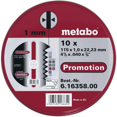 Metabo 616358000 Vágótárcsa, egyenes 115 mm 10 db Acél, Nemesacél