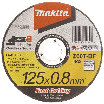 Makita B-45733 Vágótárcsa, egyenes 125 mm 1 db Acél, Nemesacél