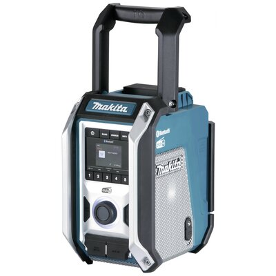 Makita Építkezési rádió DAB, DAB+ AUX, Bluetooth®, USB Fröccsenő víz ellen védett, ütésálló Türkiz, Fekete, Ezüst