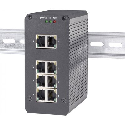 Ipari hálózati switch kalapsínre, 8 port, 12 VDC, Renkforce GSHS800