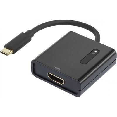 USB - HDMI átalakító adapter, 1x USB C dugó - 1x HDMI aljzat, aranyozott, fekete, Renkforce