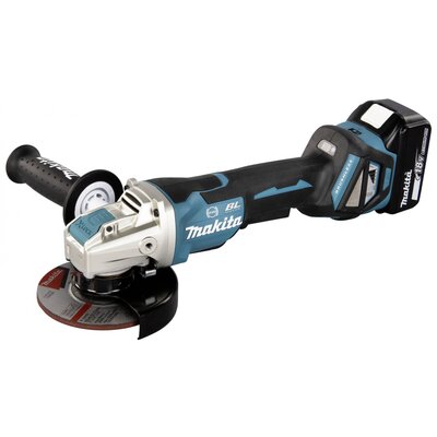 Makita DGA519RTJ Akkus sarokcsiszoló 125 mm 2. akkuval, Töltővel 18 V 5 Ah