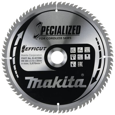 Makita B-67290 Körfűrészlap 260 x 30 x 2.15 mm Fogak száma (collonként): 80 1 db