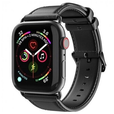 DUX DUCIS szíj YA valódi bőr az Apple Watch 42 / 44 / 45 / 49 mm-es órához fekete