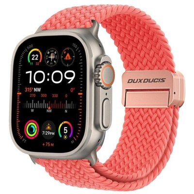 DUX DUCIS szíj MIXTURE PRO rugalmas fonott pánt Apple Watch 42 / 44 / 45 / 49 mm-es órához guava