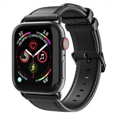 DUX DUCIS szíj YA valódi bőr az Apple Watch 38 / 40 / 41 mm-es órájához fekete