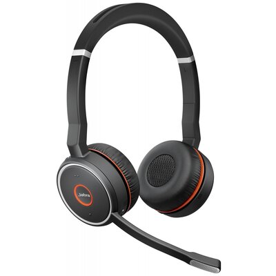 Jabra Evolve 75 Second Edition - MS-Teams Telefon On Ear headset Rádiójel vezérlésű, Bluetooth®, Vezetékes Stereo Fekete mikrofon zajelnyomás, Noise Cancelling