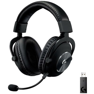 Logitech Gaming PRO X Gamer On Ear headset Rádiójel vezérlésű 7.1 Surround Fekete Hangerő szabályozás, Mikrofon némítás