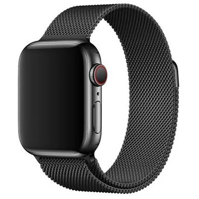 Apple Watch 4-6, SE, SE (2022) (38 / 40 mm), fém pótszíj, milánói stílus, fekete, gyári