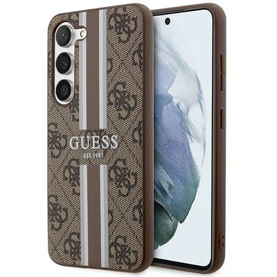 Guess 4G Printed Stripe Samsung Galaxy S23 szilikon tok, barna