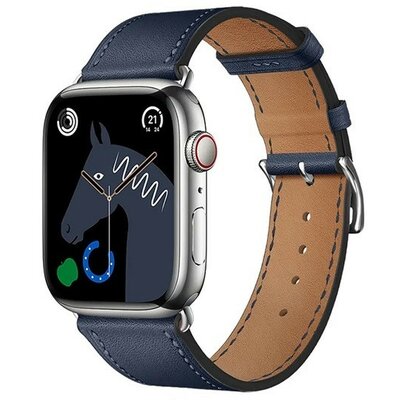 Apple Watch 1-6, SE, SE (2022) (38 / 40 mm) / Watch 7-8 (41 mm), bőr pótszíj, állítható, Hoco WA17, sötétkék