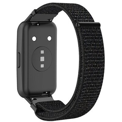 Huawei Band 7 / Honor Band 7, textíl pótszíj, nylon, tépőzáras, állítható, légáteresztő, fekete