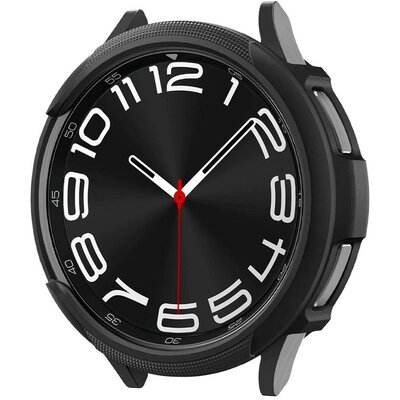 Samsung Galaxy Watch 6 Classic (43mm) SM-R950 / R955, Szilikon védőkeret, közepesen ütésálló, Spigen Liquid Air, fekete