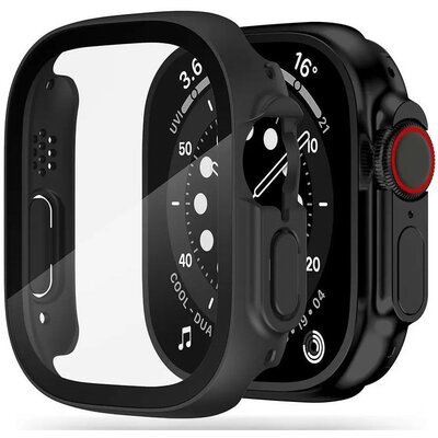 Apple Watch Ultra (49 mm), Műanyag védőkeret, kijelzővédő üveggel, szíj nélkül, TP Defense360, fekete