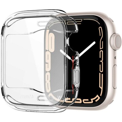 Apple Watch 7 (41mm), Szilikon védőkeret, ütésálló, szíj nélkül, Spigen Ultra Hybrid, átlátszó