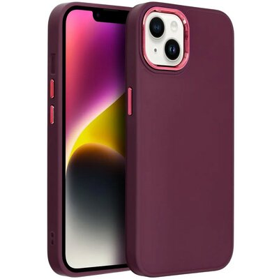 Apple iPhone 14 Pro, Szilikon tok, közepesen ütésálló, fémhatású kamera keret, Frame Case, lila