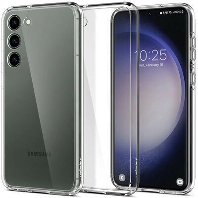 Samsung Galaxy S23 Plus SM-S916, Műanyag hátlap védőtok + szilikon keret, Spigen Ultra Hybrid, átlátszó