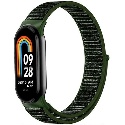 Xiaomi Mi Smart Band 8, textíl pótszíj, nylon, állítható, légáteresztő, TP Nylon, sötétzöld