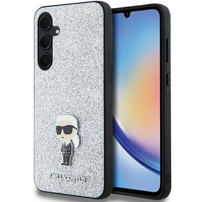 Karl Lagerfeld Fixed Glitter Choupette Logo Metal Pin Samsung Galaxy A55 hátlap tok, ezüst