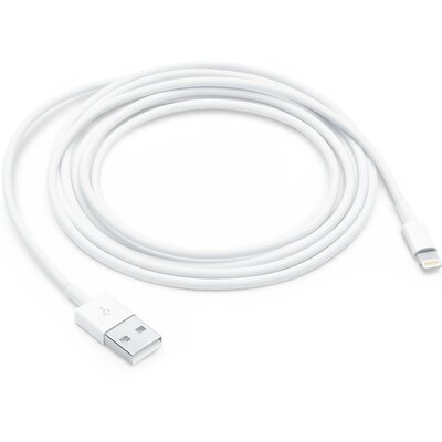 USB töltő- és adatkábel, Lightning, 200 cm, 2400 mA, Apple, fehér, gyári