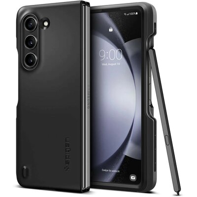 Samsung Galaxy Z Fold5 SM-F946B, Műanyag hátlap védőtok, Ceruza tartó, Spigen Thin Fit Pen - &quot;P&quot;, fekete