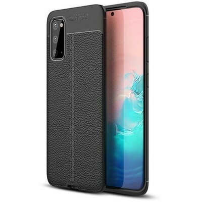 Huawei Mate 30 / 30 5G, Szilikon tok, bőrhatású, varrásminta, fekete