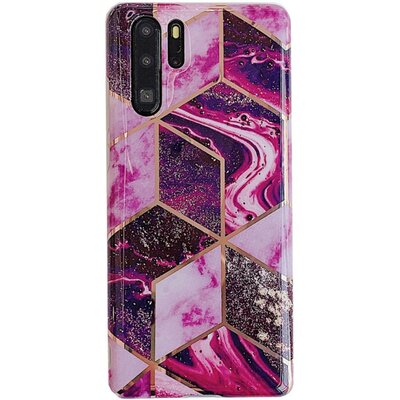 Apple iPhone 13 Pro Max, Szilikon tok, sokszöges márvány minta, Wooze Geometric Marble, színes/lila