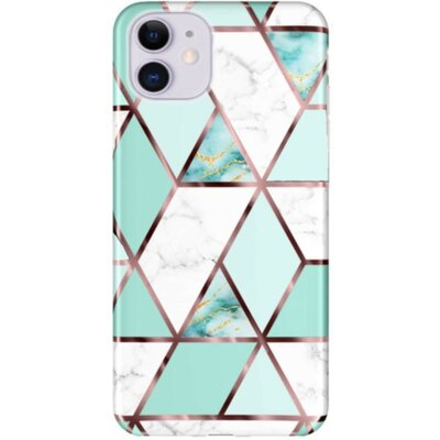 Samsung Galaxy A31 SM-A315F, Szilikon tok, sokszöges márvány minta, Wooze Geometric Marble, színes/zöld