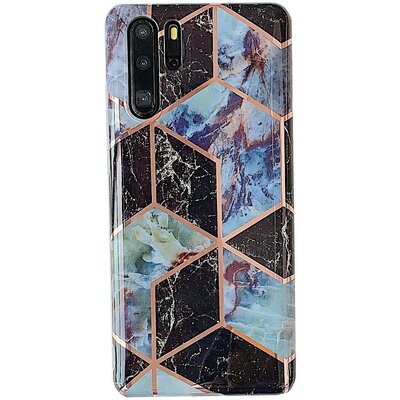 Samsung Galaxy A51 SM-A515F, Szilikon tok, sokszöges márvány minta, Wooze Geometric Marble, színes/fekete