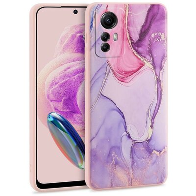 Xiaomi Redmi Note 12S, Szilikon tok, márvány minta, TP Mood, lila