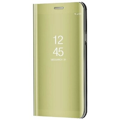 Samsung Galaxy S23 Plus SM-S916, Oldalra nyíló tok, hívás mutatóval, Smart View Cover, arany (utángyártott)