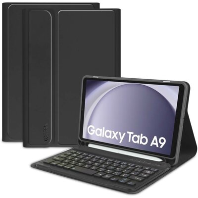 Samsung Galaxy Tab A9 (8.7) SM-X110 / X115, Bluetooth billentyűzetes mappa tok, érintőceruza tartó, TP SC Pen + Keyboard, fekete