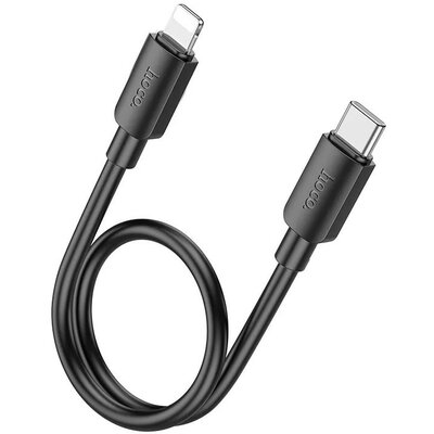 USB Type-C töltő- és adatkábel, Lightning, 25cm, 20W, 2400mA, gyorstöltés, PD, Hoco X96 Hyper, fekete