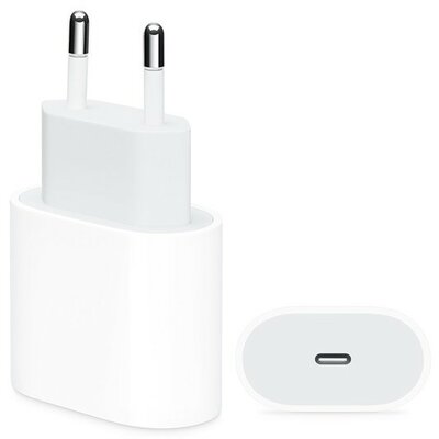 Hálózati töltő adapter, 20W, USB Type-C aljzat, gyorstöltés, MU7V2ZM/A utódja, Apple, gyári, fehér