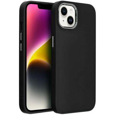 Samsung Galaxy A54 5G SM-A546B, Szilikon tok, közepesen ütésálló, fémhatású kamera keret, Frame Case, fekete