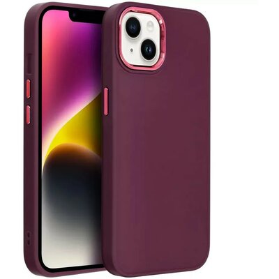 Samsung Galaxy A35 5G SM-A356B, Szilikon tok, közepesen ütésálló, fémhatású kamera keret, Frame Case, lila