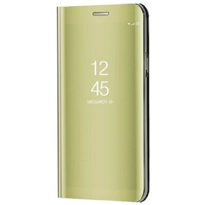 Samsung Galaxy S22 Plus 5G SM-S906, Oldalra nyíló tok, hívás mutatóval, Smart View Cover, arany (utángyártott)