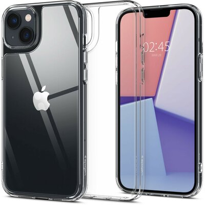 Apple iPhone 14 Plus, Műanyag védőkeret, edzett üveg hátlap, Spigen Quartz Hybrid Crystal, átlátszó