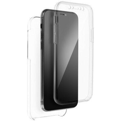 Apple iPhone 14 Pro, Szilikon tok, előlapi, és műanyag hátlapi védelem, 360 Full Cover, átlátszó